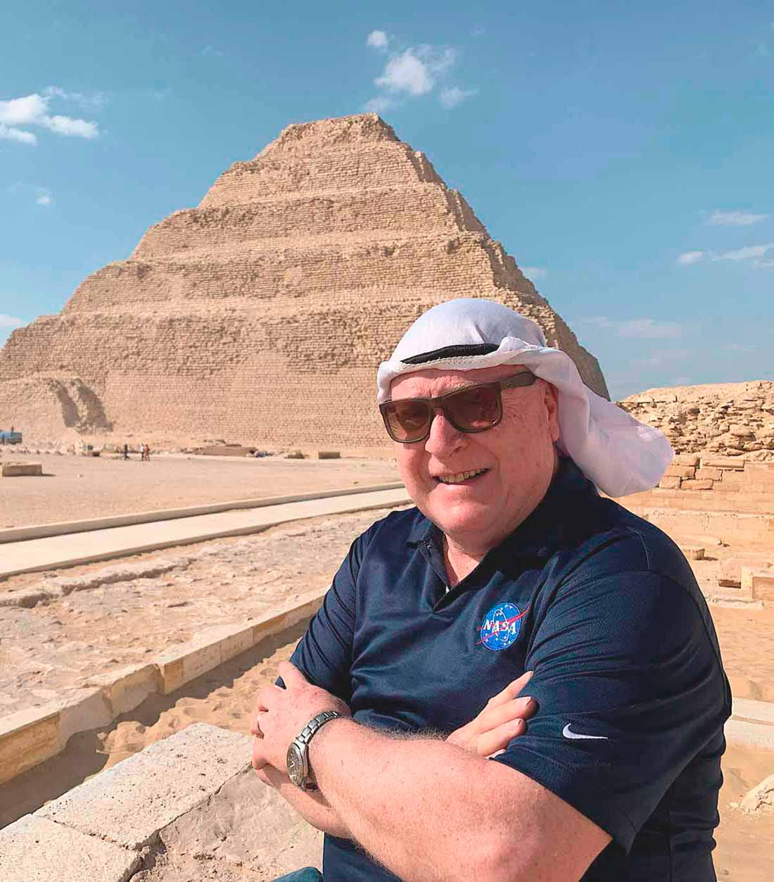 Dan Aug at the Step Pyramid of Saqqara in Egypt